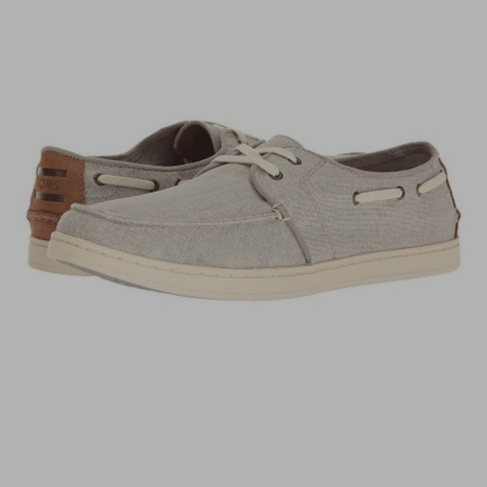 TOMS Drizzle Gray Coated Linen Culver Boat Shoe